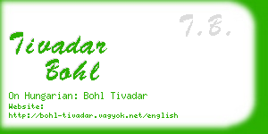 tivadar bohl business card